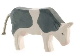 Ostheimer Kuh Schwarz Fressend Holzfigur