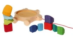 Grimms Regenbogen Schildkröte Nachziehtier Mit Bauklotzfüllung -Kinderspielzeugladen 322 09011 b 600x600